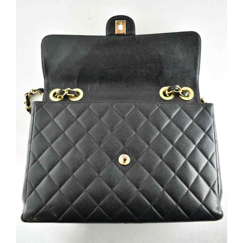 Chanel Vintage Black Caviar Gold 24K Jumbo Flap CC Logo Shoulder Crossbody Bag - Picture 10 of 12